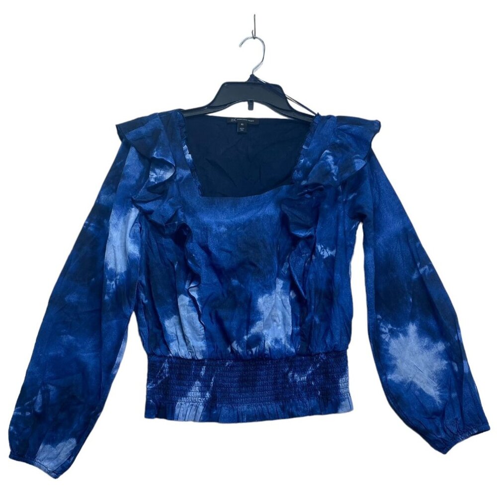 International Concepts Blouse Womens size XS Blue Tie Dye Smocked Cotton New